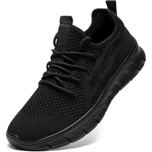 Mesh Lace-Up Running Shoes in Black