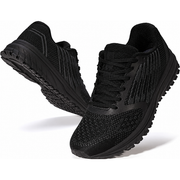 Knit Lace-Up Jogging Shoes in Black