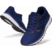 Knit Lace-Up Jogging Shoes in Blue