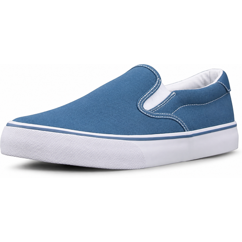 Canvas Slip-On Casual Sneakers in Blue/White