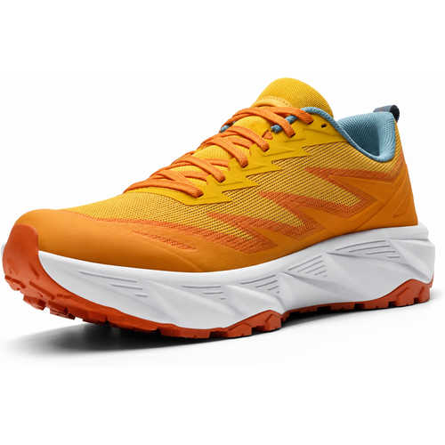 Mesh Lace-Up Trail Running Shoes in Orange