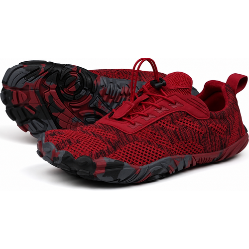 Minimalist Knit Trekking Shoes in Red