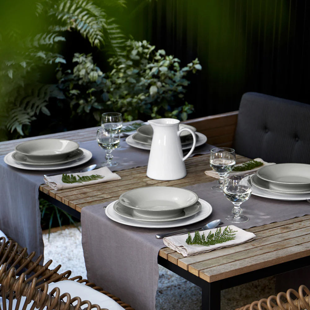 Costa Nova 13.5" Friso White Stoneware Serving Platter - FIP343-WHI