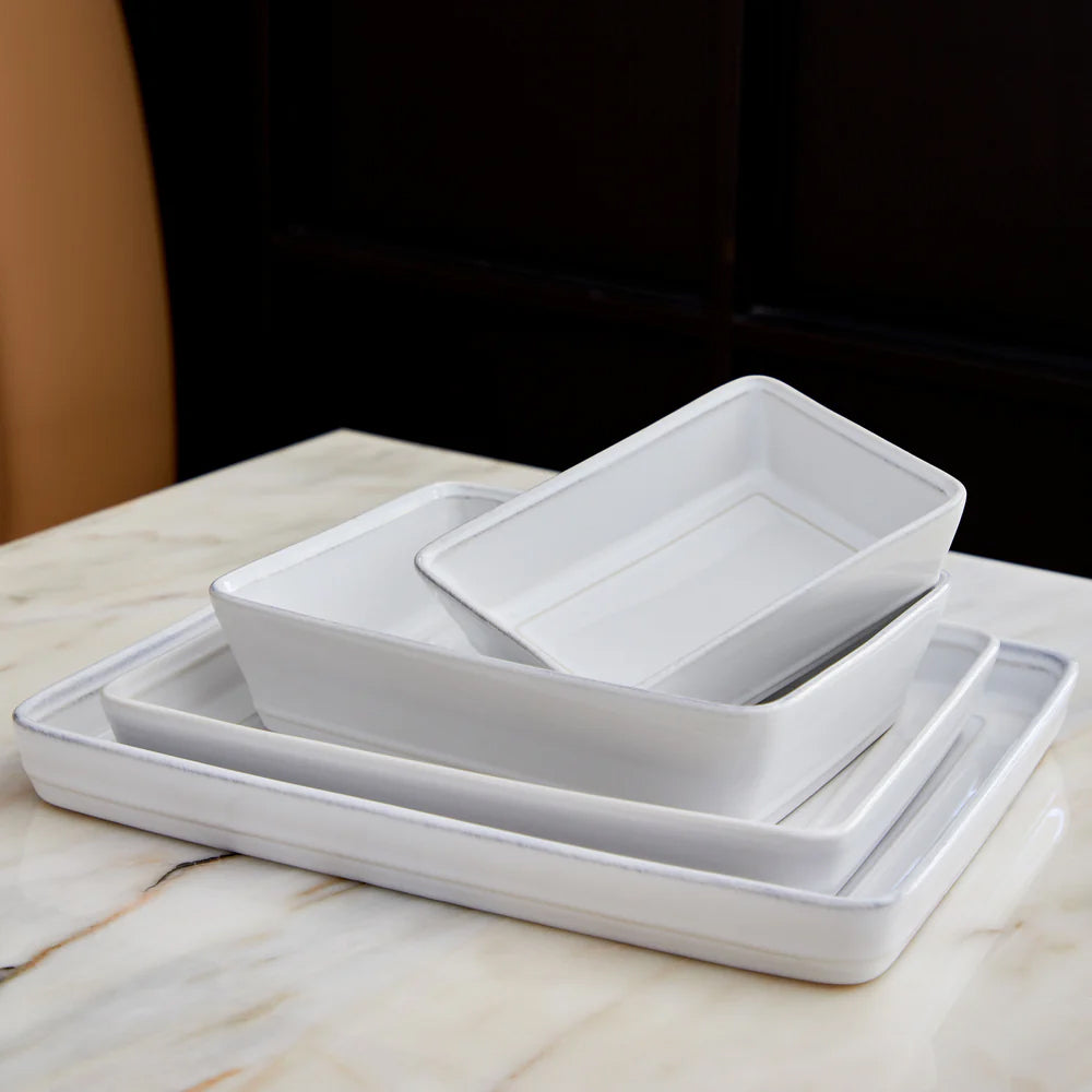 Costa Nova 10" x 7.25" Friso White Rectangular Stoneware Baking Dish - FIR251-WHI