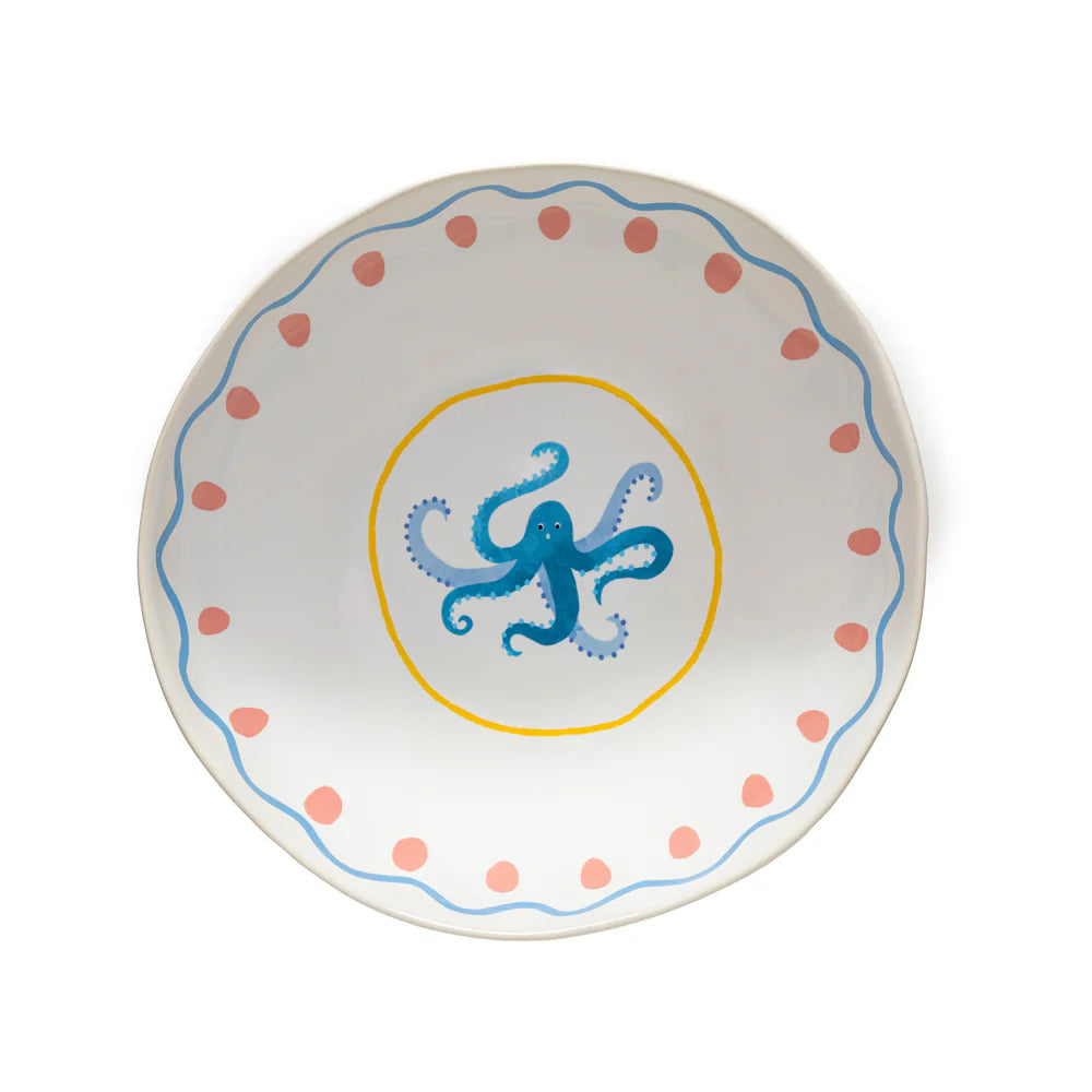 Costa Nova 10.8" Summer Bliss Octopus Stoneware Salad Bowl - LNS281-OCT