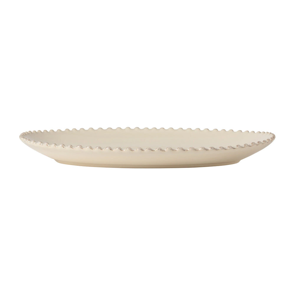 Costa Nova 13.5" x 9.75" Pearl Cream Oval Stoneware Serving Plate - PEA331-CRM