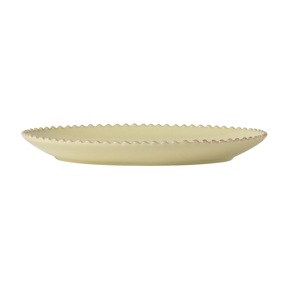 Costa Nova 13.5" x 9.75" Pearl Lily Green Oval Stoneware Serving Plate - PEA331-LLY