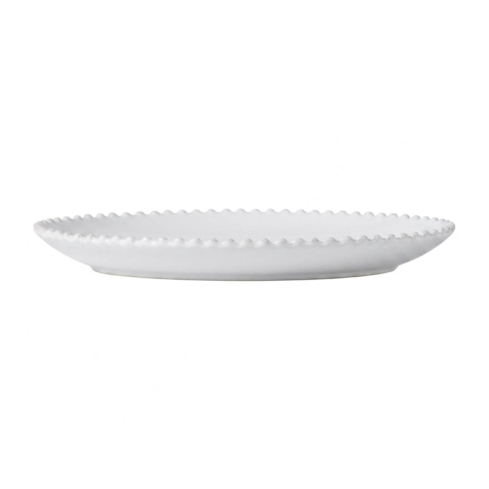 Costa Nova 13.5" x 9.75" Pearl White Oval Stoneware Serving Plate - PEA331-WHI